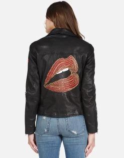 Posey Gold Chain Lip -dress and personal adornment 1322 LTR 22785 BLK chain lip leather moto jacket lauren moshi 03