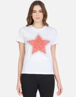 Croft Bandana Star -dress and personal adornment 2213 CTT 12728 WHT red bandana star ss tee lauren moshi 01