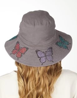 Adina- Bucket Hat W/ Butterfly Crystals -dress and personal adornment 9138 CSC 34834 ONYX 03