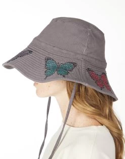 Adina- Bucket Hat W/ Butterfly Crystals -dress and personal adornment 9138 CSC 34834 ONYX 04