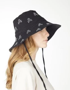 Adina- Bucket Hat W/ Crystal Mini Cross Bone Skulls 9 Adina- Bucket Hat W/ Crystal Mini Cross Bone Skulls -dress and personal adornment 9138 CSC 34835 BLK 01