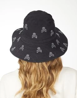 Adina- Bucket Hat W/ Crystal Mini Cross Bone Skulls 11 Adina- Bucket Hat W/ Crystal Mini Cross Bone Skulls -dress and personal adornment 9138 CSC 34835 BLK 02