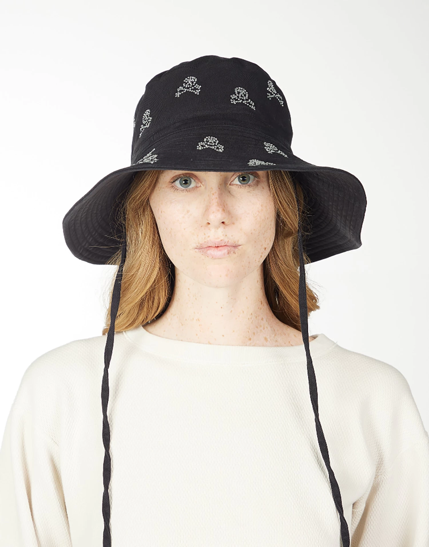 Adina- Bucket Hat W/ Crystal Mini Cross Bone Skulls 4 Adina- Bucket Hat W/ Crystal Mini Cross Bone Skulls - Image 2