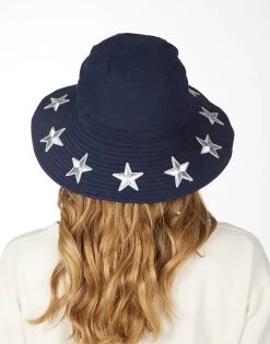 Adina- Bucket Hat W/ Metallic Star Patches -dress and personal adornment 9138 CSC 3P225 NVY 02
