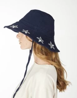 Adina- Bucket Hat W/ Metallic Star Patches -dress and personal adornment 9138 CSC 3P225 NVY 03