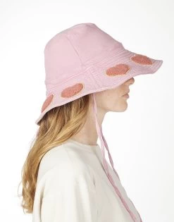 Adina- Bucket Hat W/ Chenille Heart Patches -dress and personal adornment 9138 CSC 3P228 DPNK 02