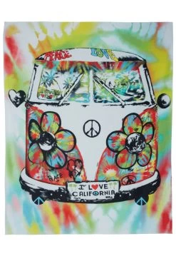 Brinkley Tie Dye Peace Bus Square Blanket Towel For Two