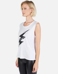 Kel Cracked Lightning Bolt -dress and personal adornment Lauren Moshi Cracked Lightning Womens Tank White 2190 TNC 12922 WHT 02