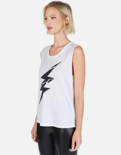 Kel Cracked Lightning Bolt -dress and personal adornment Lauren Moshi Cracked Lightning Womens Tank White 2190 TNC 12922 WHT 08