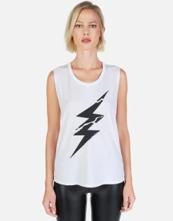 Kel Cracked Lightning Bolt -dress and personal adornment Lauren Moshi Cracked Lightning Womens Tank White 2190 TNC 12922 WHT 09