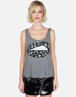 Julianna Elements Lip -dress and personal adornment Lauren Moshi Elements Lip Muscle Tank in Heather Grey Burnout 2224 LVP 12993 HEG 01