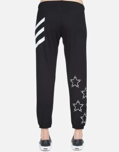 Alana Lightning Bolt Star -dress and personal adornment Lauren Moshi Lightning Bolt Star Stripes Sweatpant Black 4035 MSF 32997 BLK 03