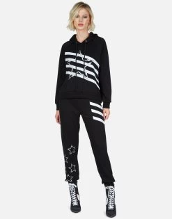 Alana Lightning Bolt Star -dress and personal adornment Lauren Moshi Lightning Bolt Star Stripes Sweatpant Black 4035 MSF 32997 BLK 06