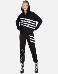 Mynx Lightning Bolt Star 23 Mynx Lightning Bolt Star -dress and personal adornment Lauren Moshi Lightning Bolt Stripe Star Hoodie 1342 MSF 12996 BLK 05