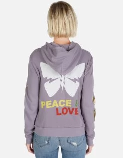 Lennox Peace & Love Butterfly 30 Lennox Peace & Love Butterfly -dress and personal adornment Lauren Moshi Peace and Love Butterfly Zip Hoodie Violet 1287 CSA 22928 GRVLT 04