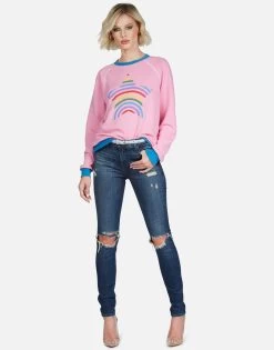 Raelynn Rainbow Star -dress and personal adornment Lauren Moshi Rainbow Stripe Star LS Raglan Pullover Pink 1343 FTL 13001 CPKTBL 01