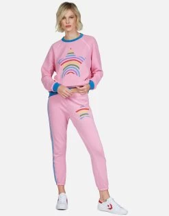 Raelynn Rainbow Star -dress and personal adornment Lauren Moshi Rainbow Stripe Star LS Raglan Pullover Pink 1343 FTL 13001 CPKTBL 08