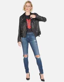 Posey Skeleton Hand Heart -dress and personal adornment Lauren Moshi Skeleton Hand Heart Leather Jacket 1322 LTR 2P110 BLK 08