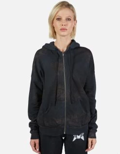 Koa Star Tiger -dress and personal adornment Lauren Moshi Star Tiger Zip Up Hoodie in Onyx Wash 1337 CCFH 22966 ONXWSH 01