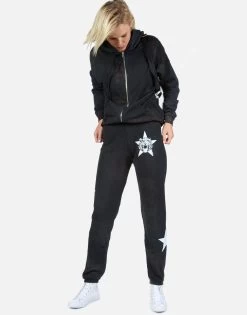 Koa Star Tiger -dress and personal adornment Lauren Moshi Star Tiger Zip Up Hoodie in Onyx Wash 1337 CCFH 22966 ONXWSH 07