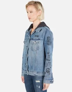 Stevie Varsity Panther 19 Stevie Varsity Panther -dress and personal adornment Lauren Moshi Varsity Panther Denim Jacket w Hood 1332 DNM 32906P11 VBLONX 02