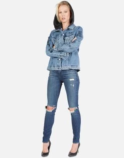 Stevie Varsity Panther 20 Stevie Varsity Panther -dress and personal adornment Lauren Moshi Varsity Panther Denim Jacket w Hood 1332 DNM 32906P11 VBLONX 06