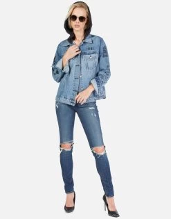 Stevie Varsity Panther 18 Stevie Varsity Panther -dress and personal adornment Lauren Moshi Varsity Panther Denim Jacket w Hood 1332 DNM 32906P11 VBLONX 10