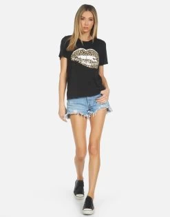 Croft Leopard Lip -dress and personal adornment croft classic tee lauren moshi clothing classic tee made in los angeles usa 2213 VCT 14292 BLK 04