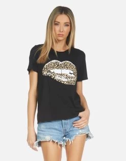 Croft Leopard Lip -dress and personal adornment croft classic tee lauren moshi clothing classic tee made in los angeles usa 2213 VCT 14292 BLK 05