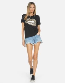 Croft Leopard Lip -dress and personal adornment croft classic tee lauren moshi clothing classic tee made in los angeles usa 2213 VCT 14292 BLK 06
