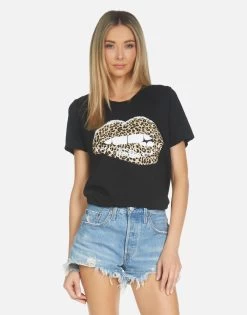 Croft Leopard Lip -dress and personal adornment croft classic tee lauren moshi clothing classic tee made in los angeles usa 2213 VCT 14292 BLK 07