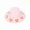 Adina- Bucket Hat W/ Chenille Heart Patches -dress and personal adornment heart hat flat