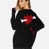 Ladona X Dripping Bone Hearts -dress and personal adornment lauren moshi X dripping bone hearts cashmere sweater with thumbholes 1209 CSM X23411 BLK 01