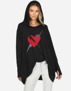 Wilma X Lightning Love -dress and personal adornment lauren moshi X lightning love pullover hoodie with thumbholes 1092 HAC X13361 JTBLK 03