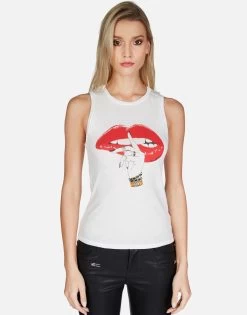 Ashlin XO Shh Lip -dress and personal adornment lauren moshi XO shh lip tank tee 2245 VCT 13116 MLK 01