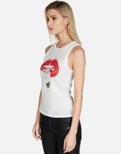 Ashlin XO Shh Lip -dress and personal adornment lauren moshi XO shh lip tank tee 2245 VCT 13116 MLK 02