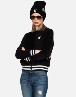 Cambria Biting Lip Yin Yang 12 Cambria Biting Lip Yin Yang -dress and personal adornment lauren moshi biting lip yin yang faux fur bomber jacket 1349 PCF 2P131 BLK 03