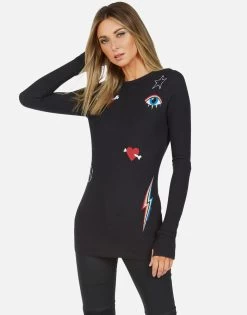 Mckinley Bone Elements -dress and personal adornment lauren moshi bone elements fitted thermal with thumbholes 2158 THR 13415P60 ONYX 02