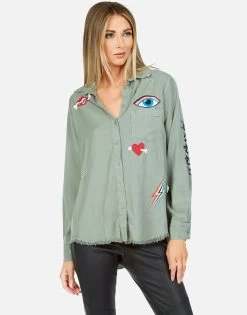 Sloane Bone Elements -dress and personal adornment lauren moshi bone heart elements button up denim shirt 1221 LTW 33417P138 PNGRN 03