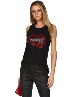 Peyton Crystal Biting Lip -dress and personal adornment lauren moshi crystal lip tank tee 2237 VCT 13056 BLK 04