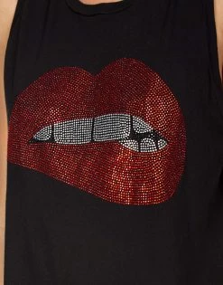Peyton Crystal Biting Lip -dress and personal adornment lauren moshi crystal lip tank tee 2237 VCT 13056 BLK 09