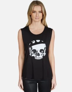 Kel Royal Skull -dress and personal adornment lauren moshi crystal royal skull tank tee 2190 TNC 13086 ONYX 01