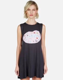 Deanna Elements Lip -dress and personal adornment lauren moshi elements lip sleeveless mini dress 3047 RSN 12988 BLK 01