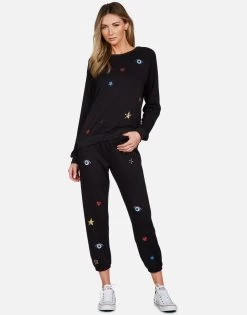 Alana Evil Eye Elements -dress and personal adornment lauren moshi evil eye elements crop sweatpant 4035 MSF 33188 BLK 05