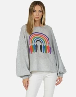 Sash Feather Rainbow -dress and personal adornment lauren moshi feather rainbow cashmere pullover 1247 CSM 13491 HEG 01