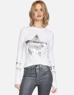 Mckinley Dripping Star -dress and personal adornment lauren moshi foil dripping star fitted thermal 2158 THR 13235 WHT 02