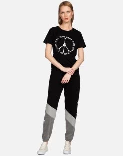 Charlene Inner Peace Sign -dress and personal adornment lauren moshi inner peace sign color block sweatpants 4110 HGT 33345 BKCHHG 02