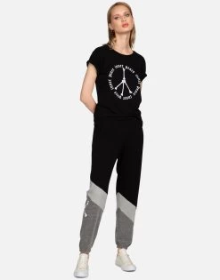 Charlene Inner Peace Sign -dress and personal adornment lauren moshi inner peace sign color block sweatpants 4110 HGT 33345 BKCHHG 04