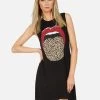 Deanna Leopard Tongue -dress and personal adornment lauren moshi leopard tongue sleeveless mini dress 3047 RSN 13404 BLK 01