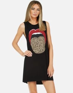 Deanna Leopard Tongue 9 Deanna Leopard Tongue -dress and personal adornment lauren moshi leopard tongue sleeveless mini dress 3047 RSN 13404 BLK 04